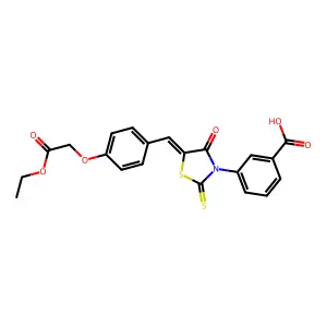 3-{(5E)-5-[4-(2-ethoxy-2-oxoethoxy)benzylidene]-4-oxo-2-thioxo-1,3-thiazolidin-3-yl}benzoic acid structure
