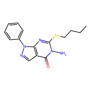 5-Amino-6-butylsulfanyl-1-phenylpyrazolo[3,4-d]pyrimidin-4-one structure