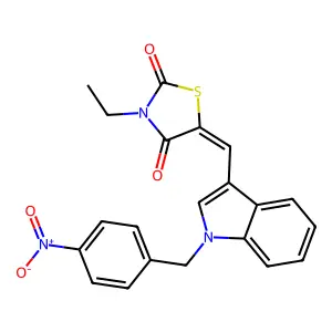 (5E)-3-ethyl-5-{[1-(4-nitrobenzyl)-1H-indol-3-yl]methylidene}-1,3-thiazolidine-2,4-dione structure