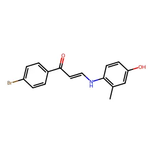 (E)-1-(4-bromophenyl)-3-(4-hydroxy-2-methylanilino)prop-2-en-1-one structure