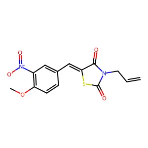 (5E)-5-(4-methoxy-3-nitrobenzylidene)-3-(prop-2-en-1-yl)-1,3-thiazolidine-2,4-dione structure