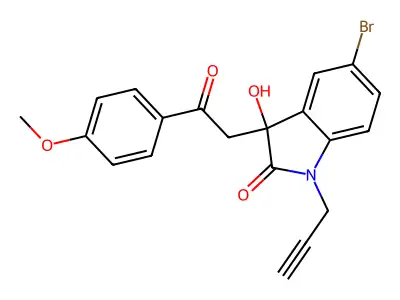 5-bromo-3-hydroxy-3-[2-(4-methoxyphenyl)-2-oxoethyl]-1-(prop-2-yn-1-yl)-1,3-dihydro-2H-indol-2-one structure