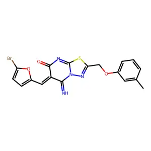 6-[(5-Bromo-2-furanyl)methylene]-5,6-dihydro-5-imino-2-[(3-methylphenoxy)methyl]-7H-1,3,4-thiadiazolo[3,2-a]pyrimidin-7-one structure