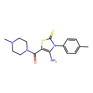 [4-amino-3-(4-methylphenyl)-2-sulfanylidene-1,3-thiazol-5-yl]-(4-methylpiperazin-1-yl)methanone structure