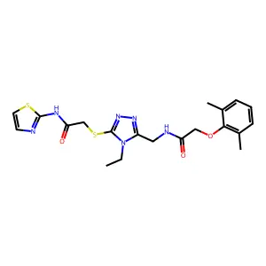 2-(2,6-dimethylphenoxy)-N-[(4-ethyl-5-{[2-oxo-2-(1,3-thiazol-2-ylamino)ethyl]sulfanyl}-4H-1,2,4-triazol-3-yl)methyl]acetamide structure