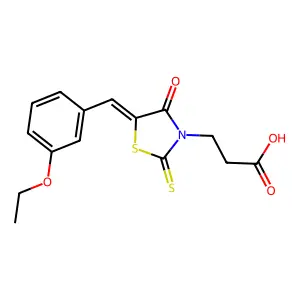 3-[(5E)-5-(3-ethoxybenzylidene)-4-oxo-2-thioxo-1,3-thiazolidin-3-yl]propanoic acid structure