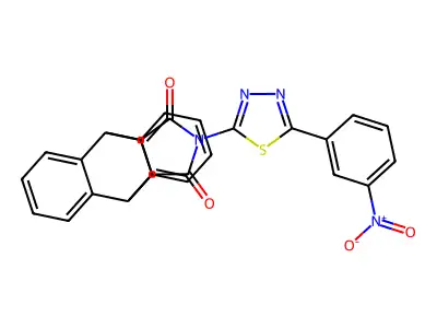 (9R,10S,11S,15R)-13-(5-(3-nitrophenyl)-1,3,4-thiadiazol-2-yl)-10,11-dihydro-9H-9,10-[3,4]epipyrroloanthracene-12,14(13H,15H)-dione structure