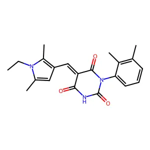 (5E)-1-(2,3-dimethylphenyl)-5-[(1-ethyl-2,5-dimethyl-1H-pyrrol-3-yl)methylidene]pyrimidine-2,4,6(1H,3H,5H)-trione structure
