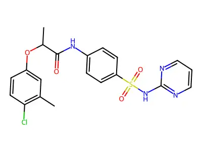 2-(4-chloro-3-methylphenoxy)-N-[4-(pyrimidin-2-ylsulfamoyl)phenyl]propanamide structure