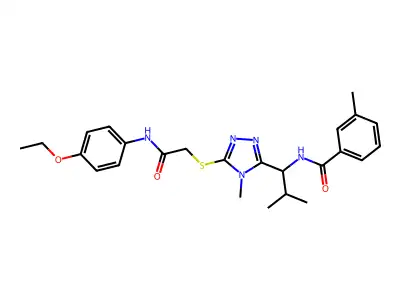 N-[1-[5-[2-(4-ethoxyanilino)-2-oxoethyl]sulfanyl-4-methyl-1,2,4-triazol-3-yl]-2-methylpropyl]-3-methylbenzamide structure