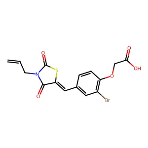 (2-bromo-4-{(E)-[2,4-dioxo-3-(prop-2-en-1-yl)-1,3-thiazolidin-5-ylidene]methyl}phenoxy)acetic acid structure