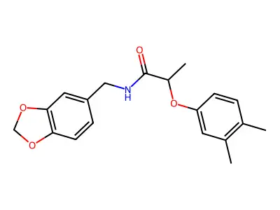 N-(1,3-benzodioxol-5-ylmethyl)-2-(3,4-dimethylphenoxy)propanamide structure