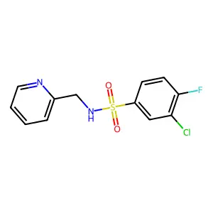 3-chloro-4-fluoro-N-(pyridin-2-ylmethyl)benzenesulfonamide structure
