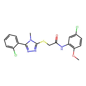 N-(5-chloro-2-methoxyphenyl)-2-[[5-(2-chlorophenyl)-4-methyl-1,2,4-triazol-3-yl]sulfanyl]acetamide structure