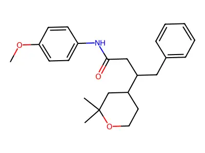 3-(2,2-dimethyltetrahydro-2H-pyran-4-yl)-N-(4-methoxyphenyl)-4-phenylbutanamide structure