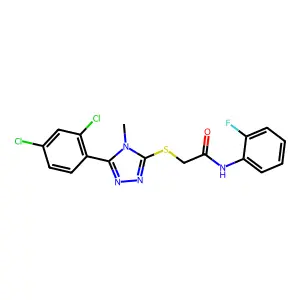 2-[[5-(2,4-dichlorophenyl)-4-methyl-1,2,4-triazol-3-yl]sulfanyl]-N-(2-fluorophenyl)acetamide structure