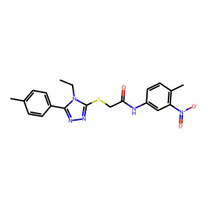 2-[[4-ethyl-5-(4-methylphenyl)-1,2,4-triazol-3-yl]sulfanyl]-N-(4-methyl-3-nitrophenyl)acetamide structure