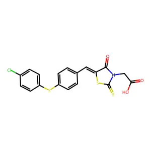 [(5E)-5-{4-[(4-chlorophenyl)sulfanyl]benzylidene}-4-oxo-2-thioxo-1,3-thiazolidin-3-yl]acetic acid structure
