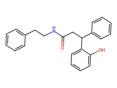 3-(2-hydroxyphenyl)-N-phenethyl-3-phenylpropanamide structure