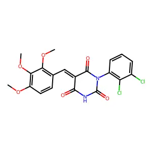 (5E)-1-(2,3-dichlorophenyl)-5-(2,3,4-trimethoxybenzylidene)pyrimidine-2,4,6(1H,3H,5H)-trione structure