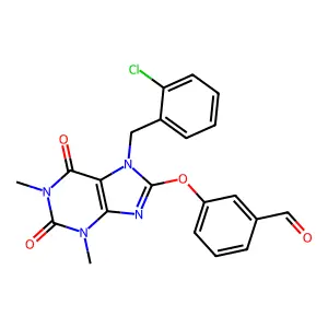 3-[7-[(2-Chlorophenyl)methyl]-1,3-dimethyl-2,6-dioxopurin-8-yl]oxybenzaldehyde structure