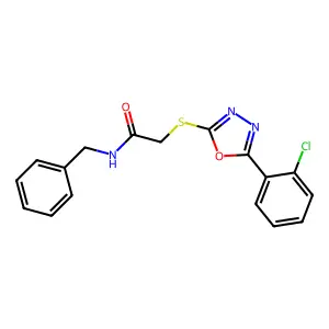 N-benzyl-2-[[5-(2-chlorophenyl)-1,3,4-oxadiazol-2-yl]sulfanyl]acetamide structure
