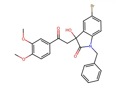 1-benzyl-5-bromo-3-[2-(3,4-dimethoxyphenyl)-2-oxoethyl]-3-hydroxy-1,3-dihydro-2H-indol-2-one structure