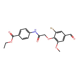 Ethyl 4-{[(2-bromo-4-formyl-6-methoxyphenoxy)acetyl]amino}benzoate structure