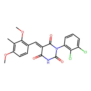 (5E)-1-(2,3-dichlorophenyl)-5-(2,4-dimethoxy-3-methylbenzylidene)pyrimidine-2,4,6(1H,3H,5H)-trione structure