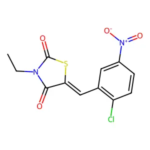 (5E)-5-(2-chloro-5-nitrobenzylidene)-3-ethyl-1,3-thiazolidine-2,4-dione structure