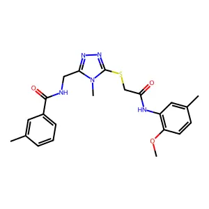 N-[[5-[2-(2-methoxy-5-methylanilino)-2-oxoethyl]sulfanyl-4-methyl-1,2,4-triazol-3-yl]methyl]-3-methylbenzamide structure