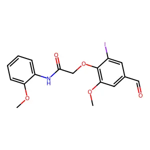 2-(4-formyl-2-iodo-6-methoxyphenoxy)-N-(2-methoxyphenyl)acetamide structure