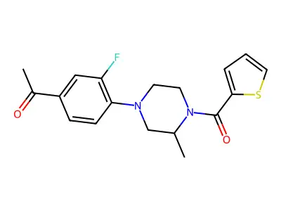1-[3-Fluoro-4-[3-methyl-4-(2-thienylcarbonyl)-1-piperazinyl]phenyl]ethanone structure