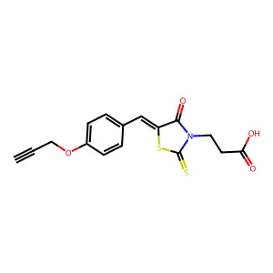 3-{(5E)-4-oxo-5-[4-(prop-2-yn-1-yloxy)benzylidene]-2-thioxo-1,3-thiazolidin-3-yl}propanoic acid structure
