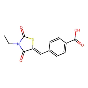 4-[(E)-(3-ethyl-2,4-dioxo-1,3-thiazolidin-5-ylidene)methyl]benzoic acid structure