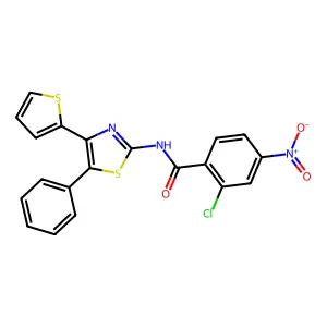 2-chloro-4-nitro-N-(5-phenyl-4-thiophen-2-yl-1,3-thiazol-2-yl)benzamide structure