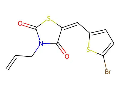 (5E)-5-[(5-bromothiophen-2-yl)methylidene]-3-(prop-2-en-1-yl)-1,3-thiazolidine-2,4-dione structure