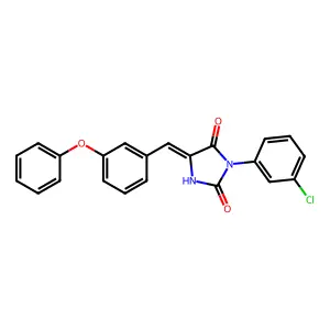 (5E)-3-(3-chlorophenyl)-5-(3-phenoxybenzylidene)imidazolidine-2,4-dione structure