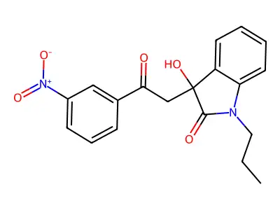 3-Hydroxy-3-[2-(3-nitrophenyl)-2-oxoethyl]-1-propylindol-2-one structure