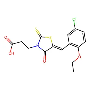 3-[(5E)-5-(5-chloro-2-ethoxybenzylidene)-4-oxo-2-thioxo-1,3-thiazolidin-3-yl]propanoic acid structure