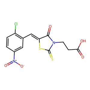3-[(5E)-5-(2-chloro-5-nitrobenzylidene)-4-oxo-2-thioxo-1,3-thiazolidin-3-yl]propanoic acid structure
