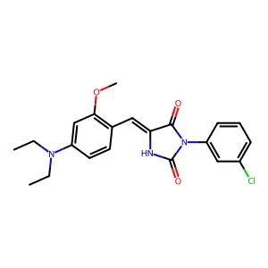 (5E)-3-(3-chlorophenyl)-5-[4-(diethylamino)-2-methoxybenzylidene]imidazolidine-2,4-dione structure