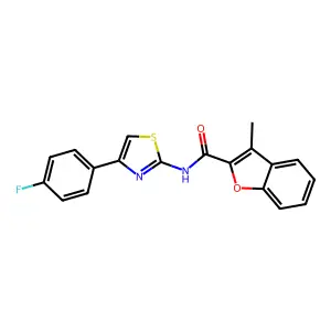 N-[4-(4-fluorophenyl)-1,3-thiazol-2-yl]-3-methyl-1-benzofuran-2-carboxamide structure