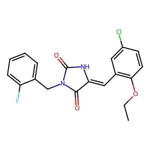 (5Z)-5-[(5-chloro-2-ethoxyphenyl)methylidene]-3-[(2-fluorophenyl)methyl]imidazolidine-2,4-dione structure