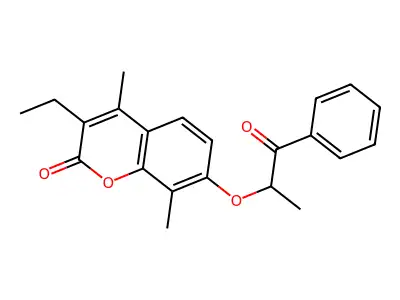 3-ethyl-4,8-dimethyl-7-(1-methyl-2-oxo-2-phenylethoxy)-2H-chromen-2-one structure