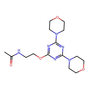 N-[2-[(4,6-dimorpholin-4-yl-1,3,5-triazin-2-yl)oxy]ethyl]acetamide structure