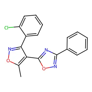 5-[3-(2-Chlorophenyl)-5-methyl-1,2-oxazol-4-yl]-3-phenyl-1,2,4-oxadiazole structure