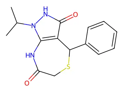 4-phenyl-1-propan-2-yl-4,8-dihydro-2H-pyrazolo[3,4-e][1,4]thiazepine-3,7-dione structure