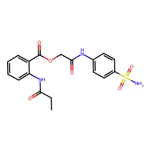 2-{[4-(Aminosulfonyl)phenyl]amino}-2-oxoethyl 2-(propionylamino)benzoate structure