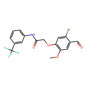 2-(5-bromo-4-formyl-2-methoxyphenoxy)-N-[3-(trifluoromethyl)phenyl]acetamide structure